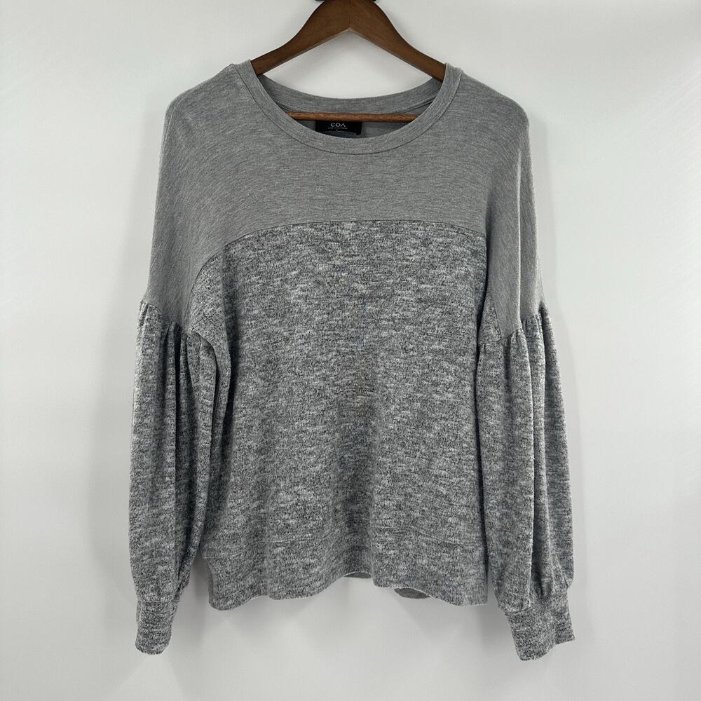 COA Sweater Womens‎ Medium Gray Balloon Sleeve Minimalist Soft Capsule